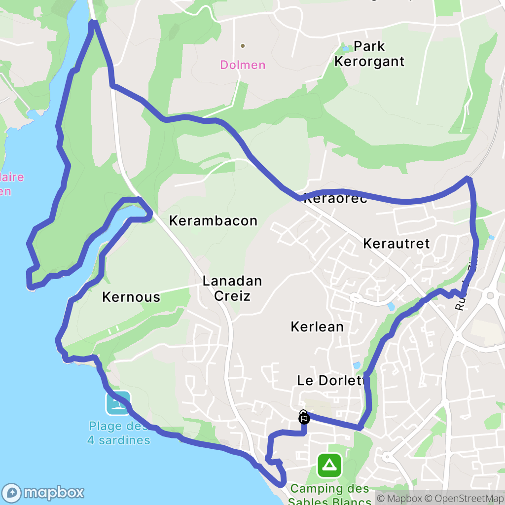 Concarneau : carte du parcours de randonnée - France