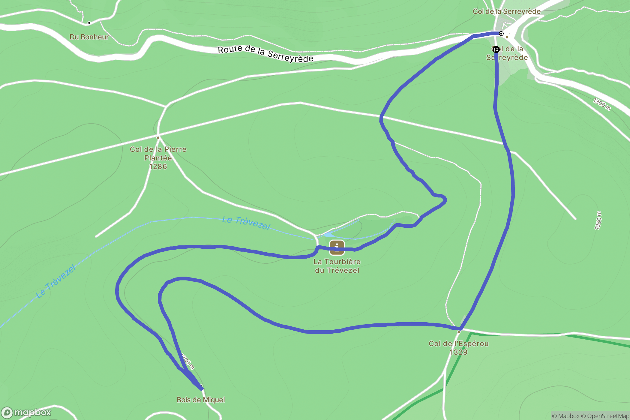 Val-d'Aigoual : carte du parcours de randonnée - France