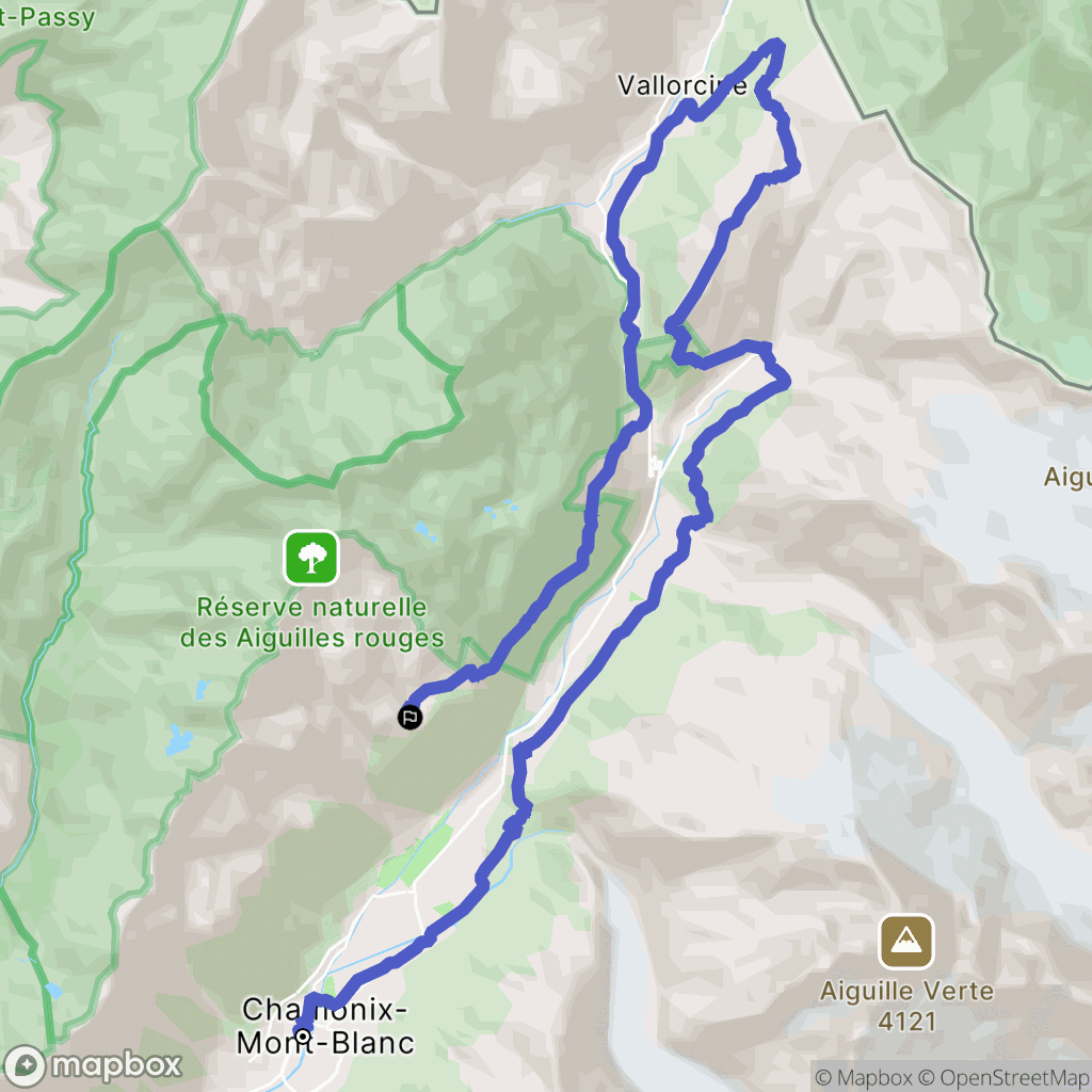 Chamonix-Mont-Blanc : carte du parcours de randonnée - France