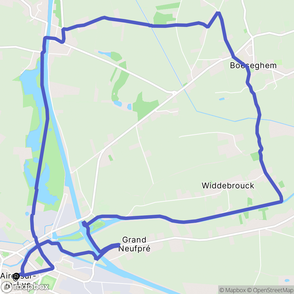 Aire sur la Lys : carte du parcours de randonnée - France