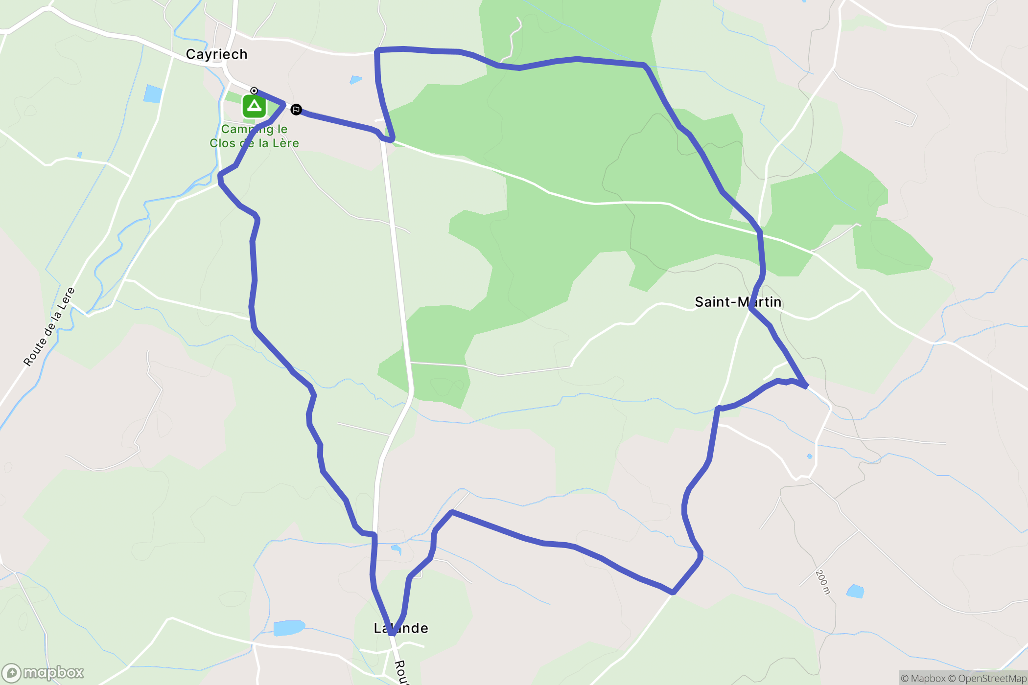 Cayriech : carte du parcours de randonnée - France