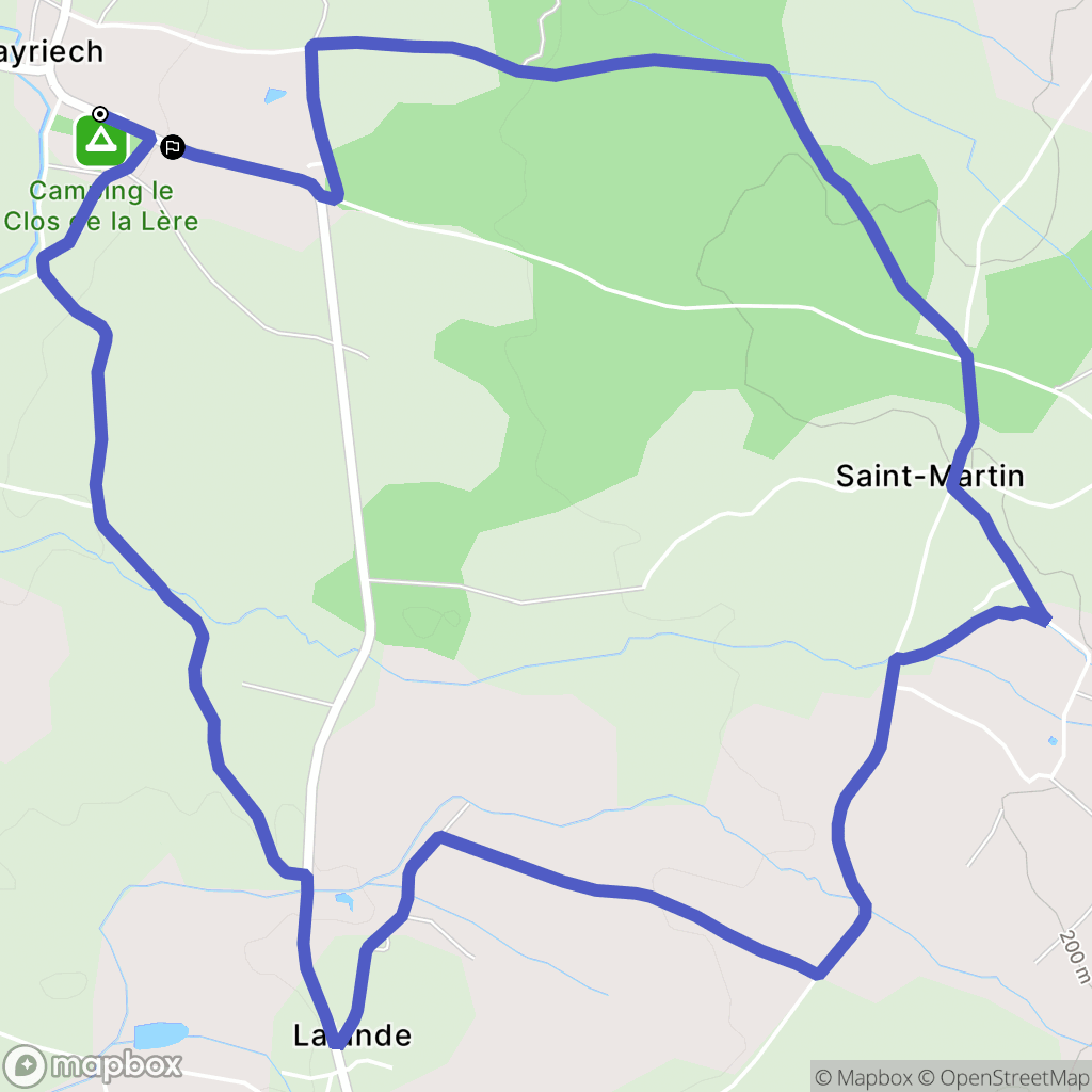 Cayriech : carte du parcours de randonnée - France
