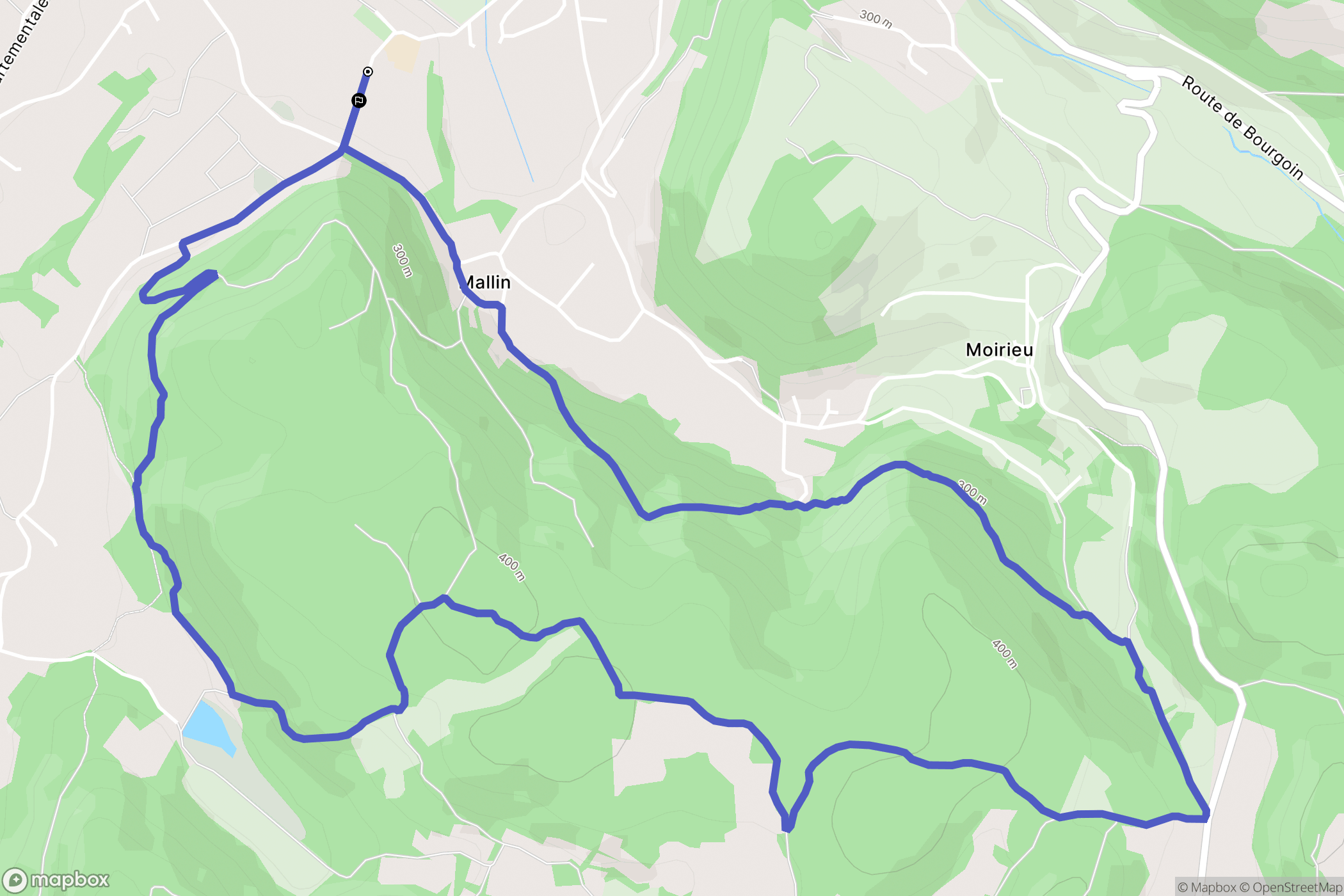 Villemoirieu : carte du parcours de randonnée - France