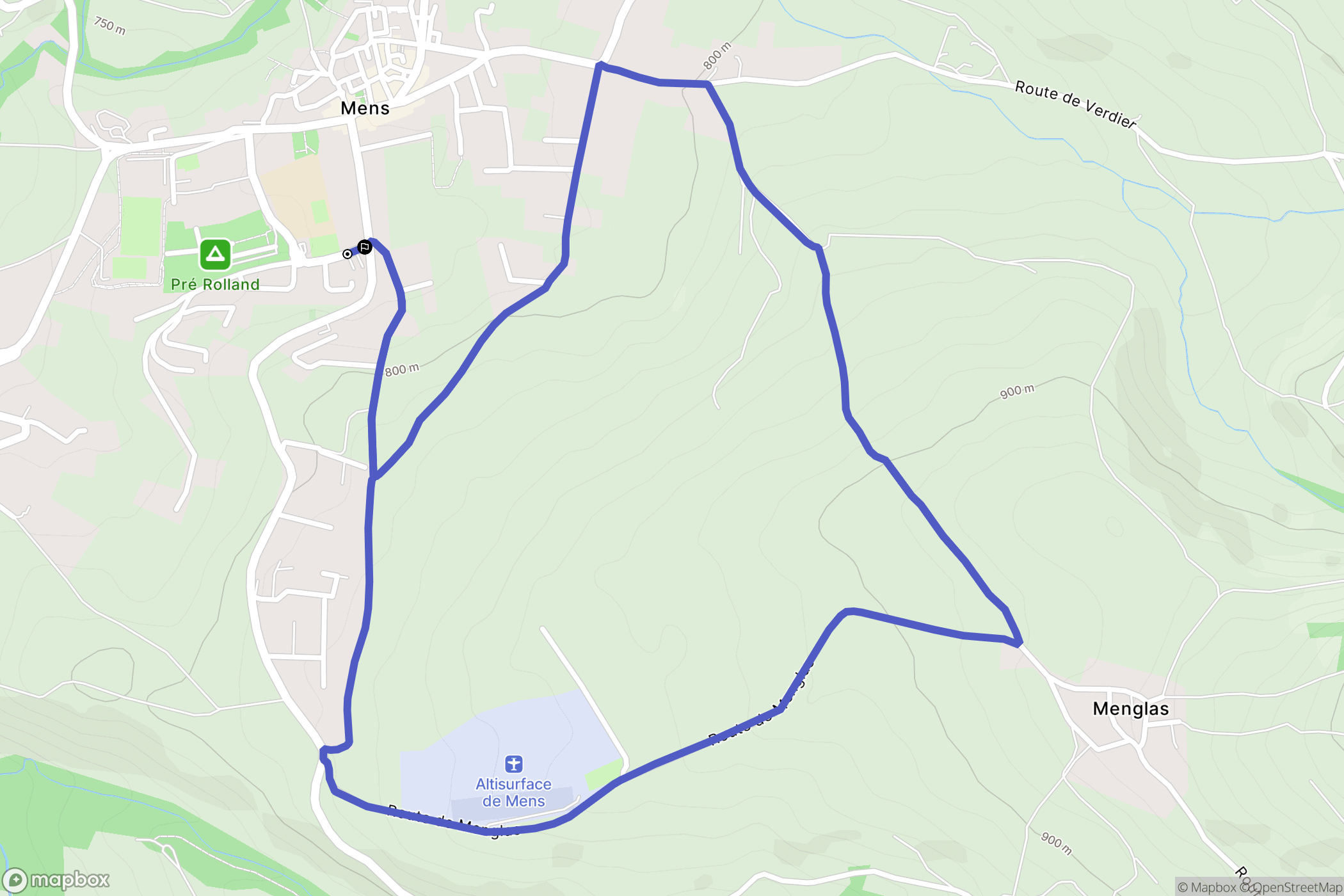 Mens : carte du parcours de randonnée - France