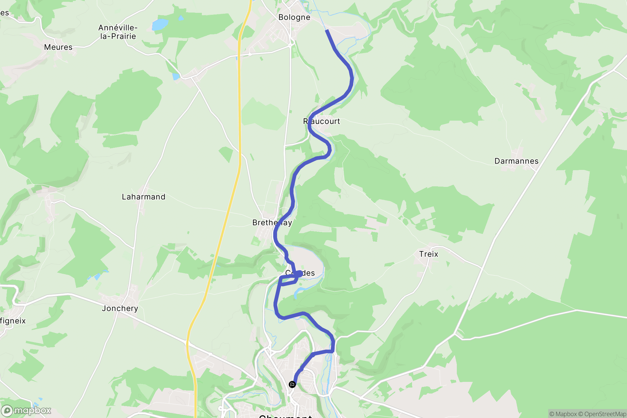 Chaumont : carte du parcours de randonnée - France