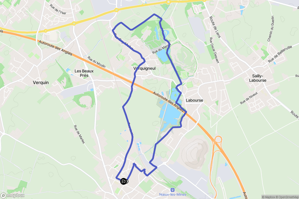 Nœux-les-Mines : carte du parcours de randonnée - France