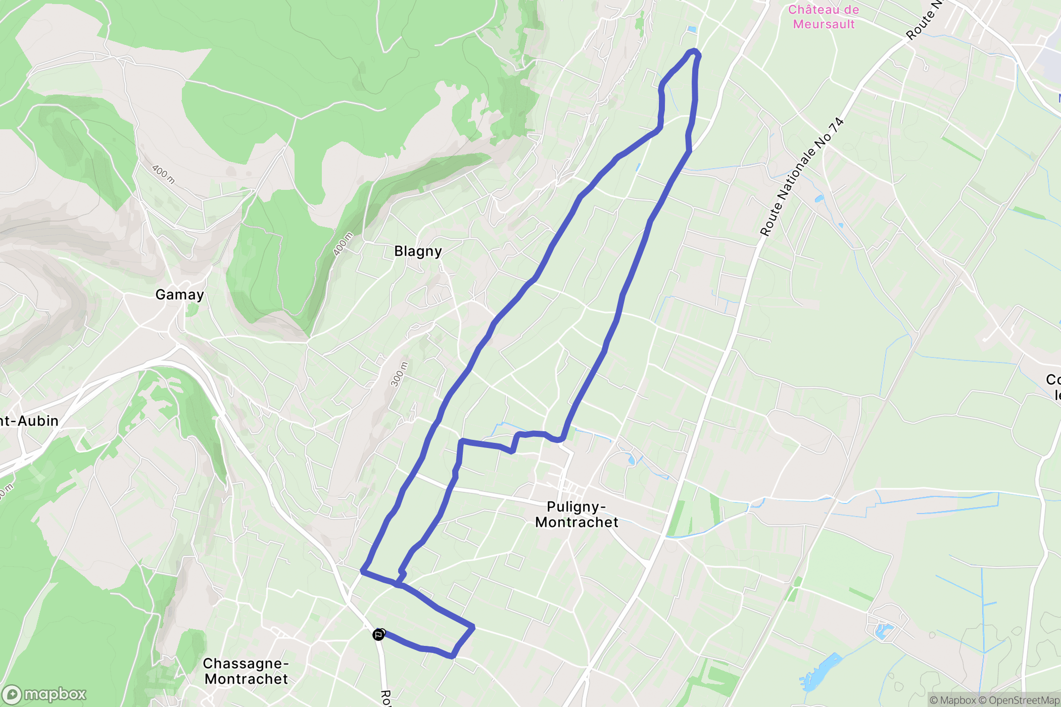 Chassagne-Montrachet : carte du parcours de randonnée - France