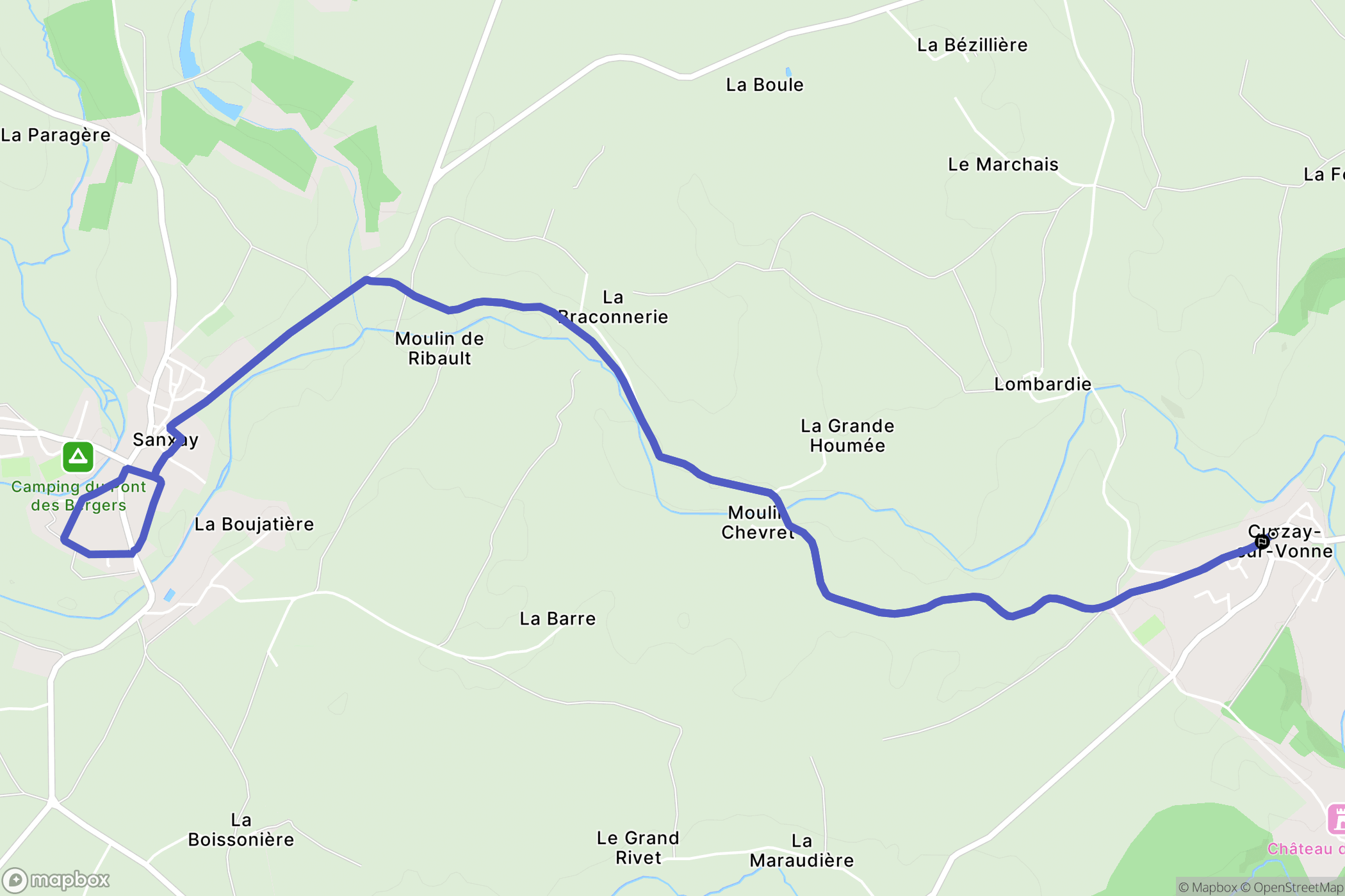 Curzay-sur-Vonne : carte du parcours de randonnée - France