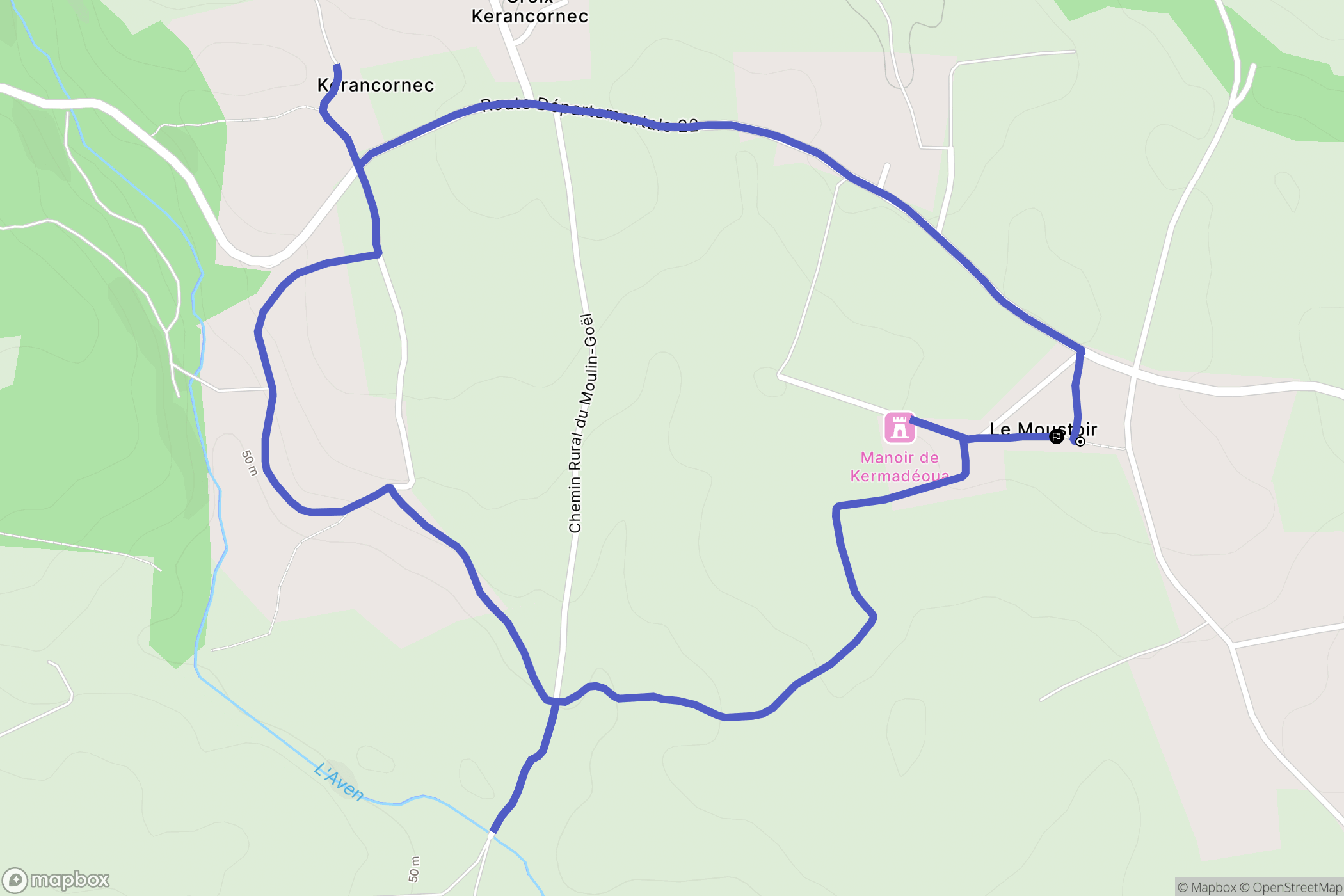 Kernével : carte du parcours de randonnée - France