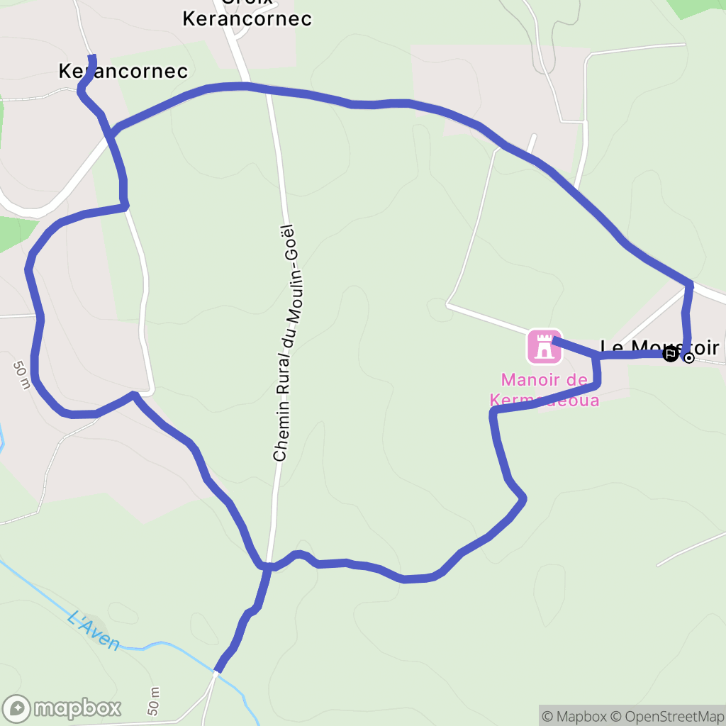 Kernével : carte du parcours de randonnée - France