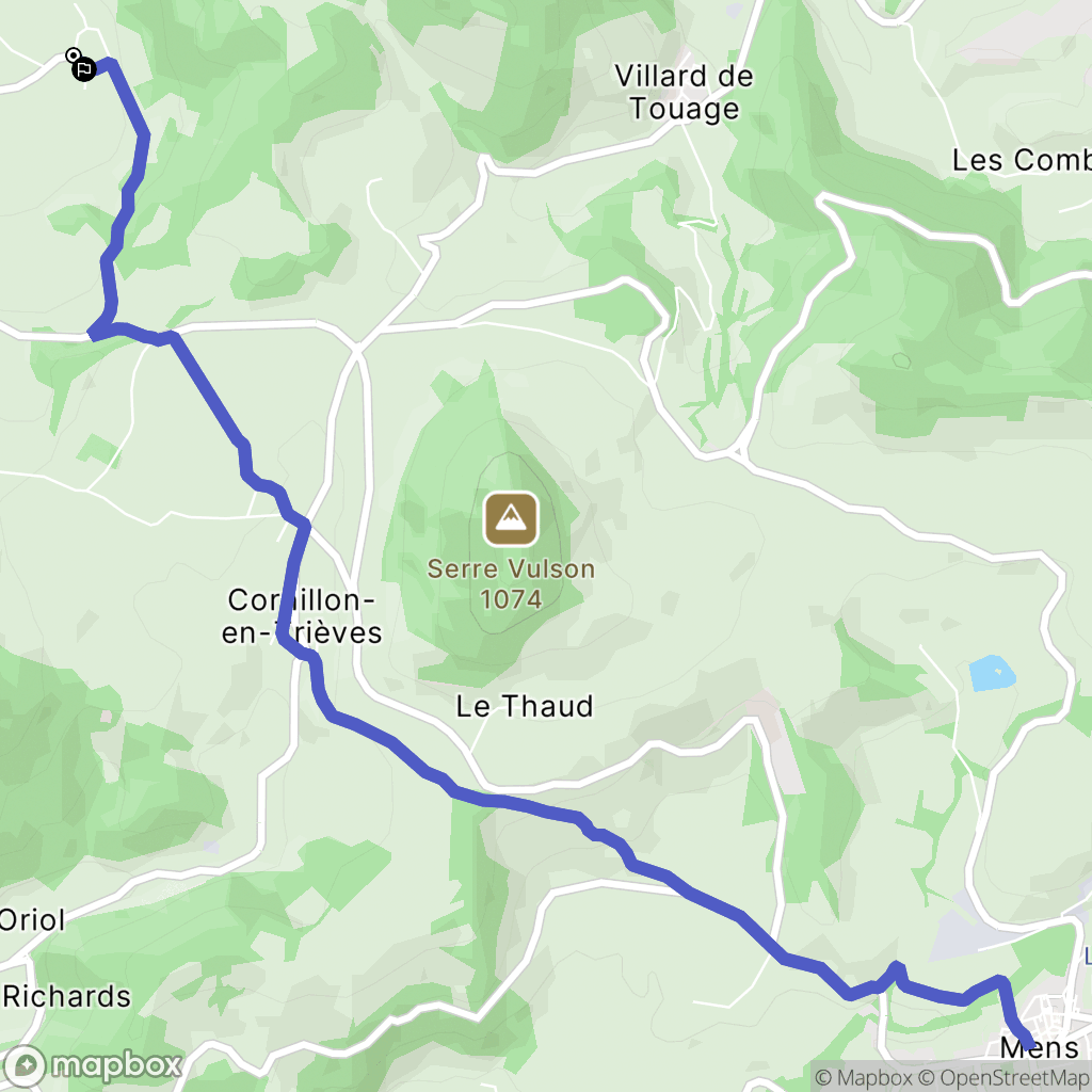 Cornillon-en-Trièves : carte du parcours de randonnée - France