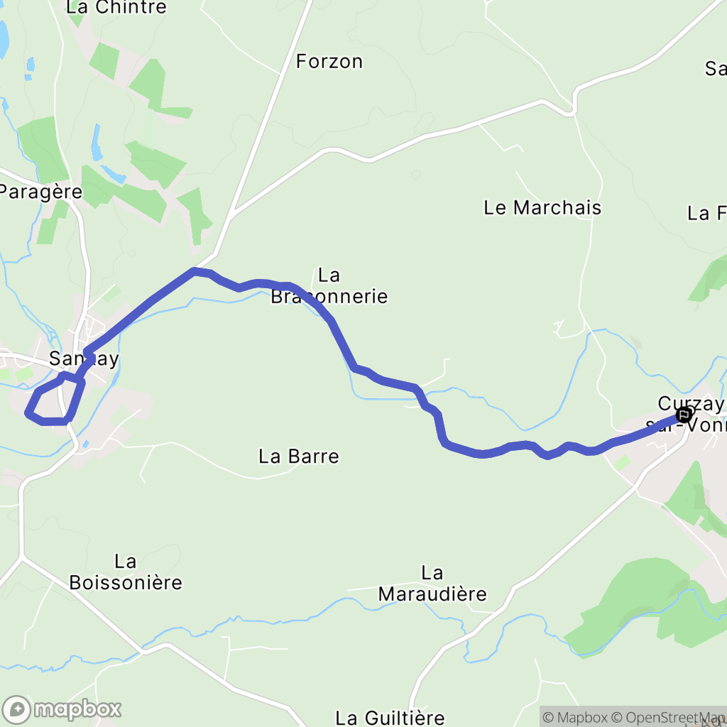 Curzay-sur-Vonne : carte du parcours de randonnée - France