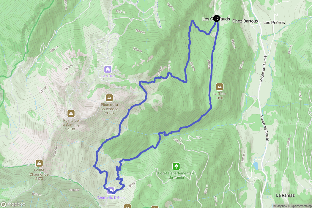 Faverges : carte du parcours de randonnée - France