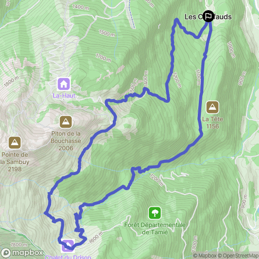 Faverges : carte du parcours de randonnée - France