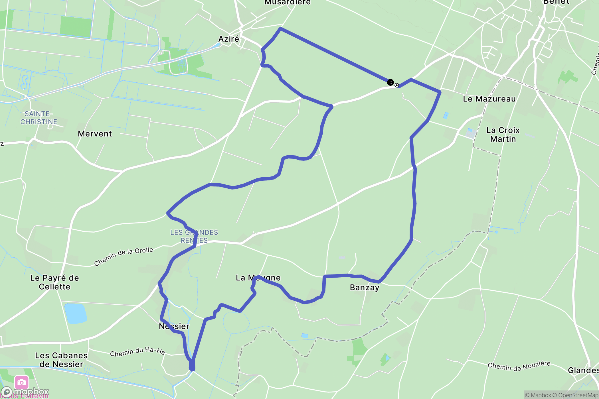 Benet : carte du parcours de randonnée - France