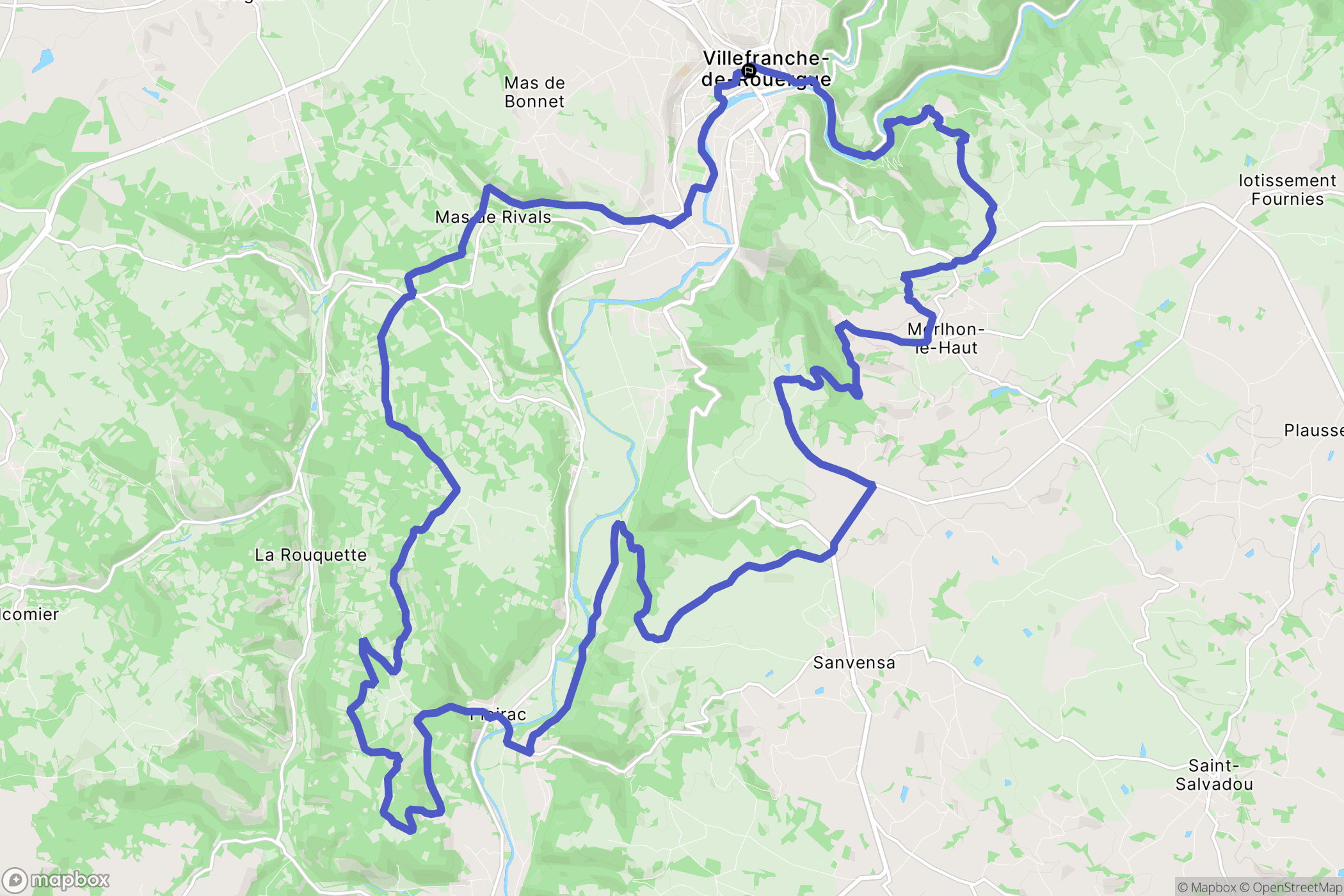 Villefranche-de-Rouergue : carte du parcours de randonnée - France