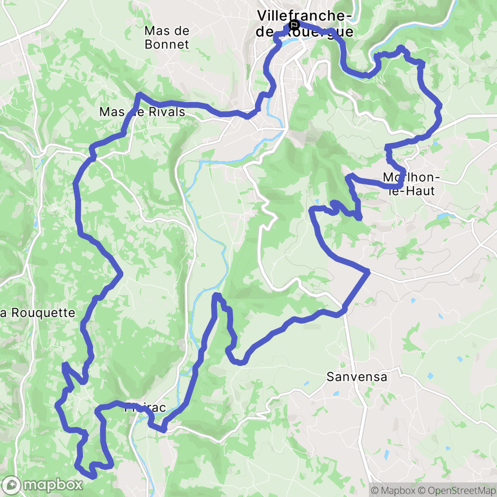 Villefranche-de-Rouergue : carte du parcours de randonnée - France