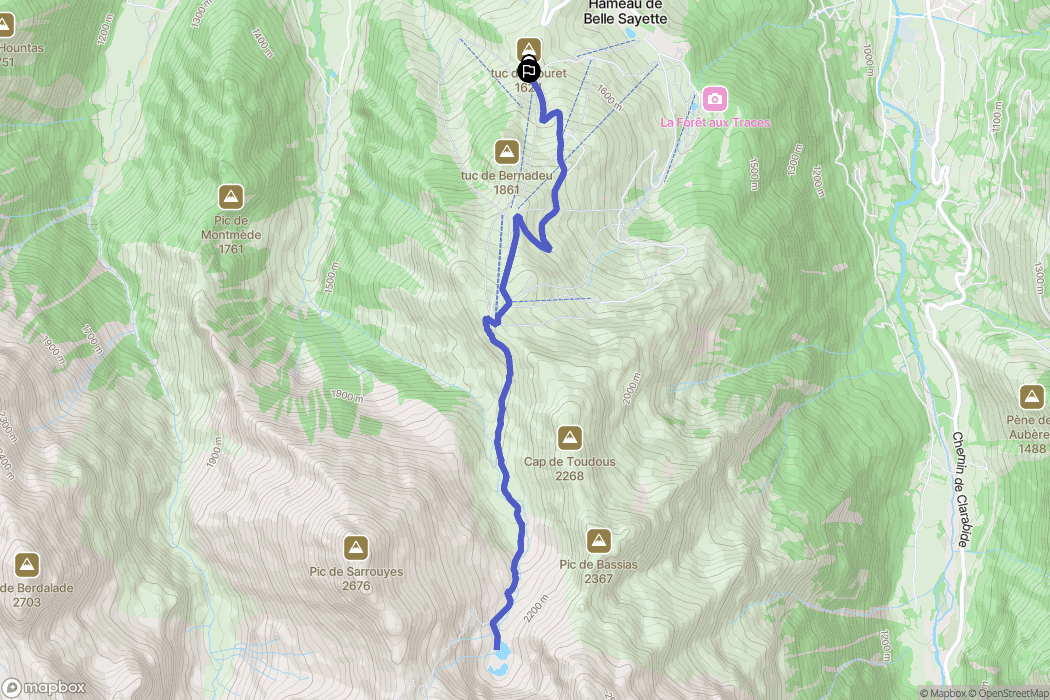 Azet : carte du parcours de randonnée - France