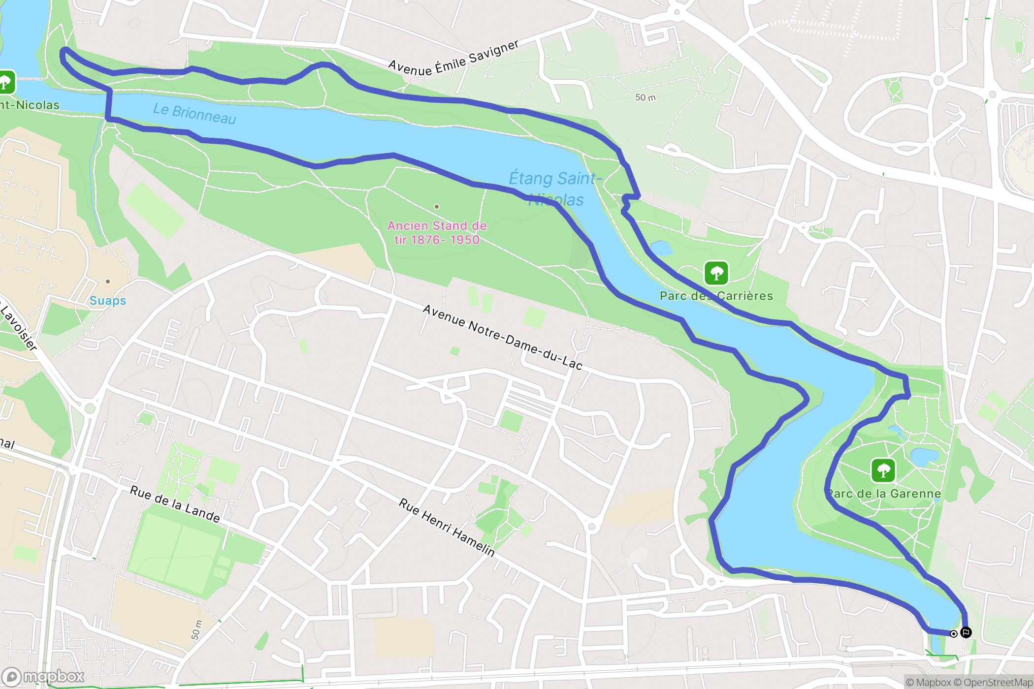 Angers : carte du parcours de randonnée - France