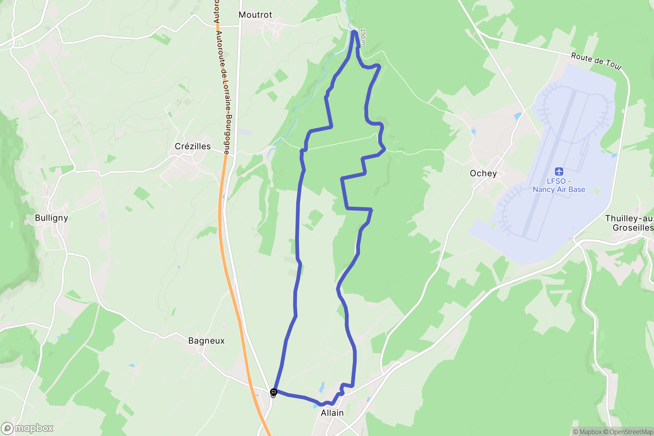 Allain : carte du parcours de randonnée - France