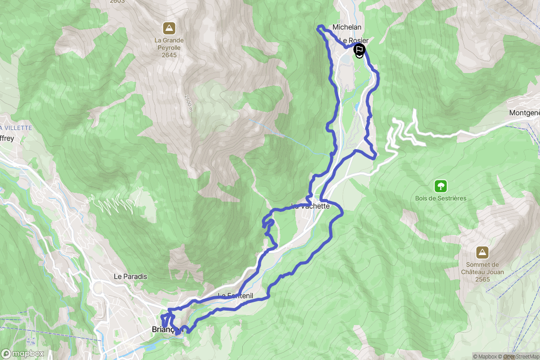 Val-des-Prés : carte du parcours de randonnée - France