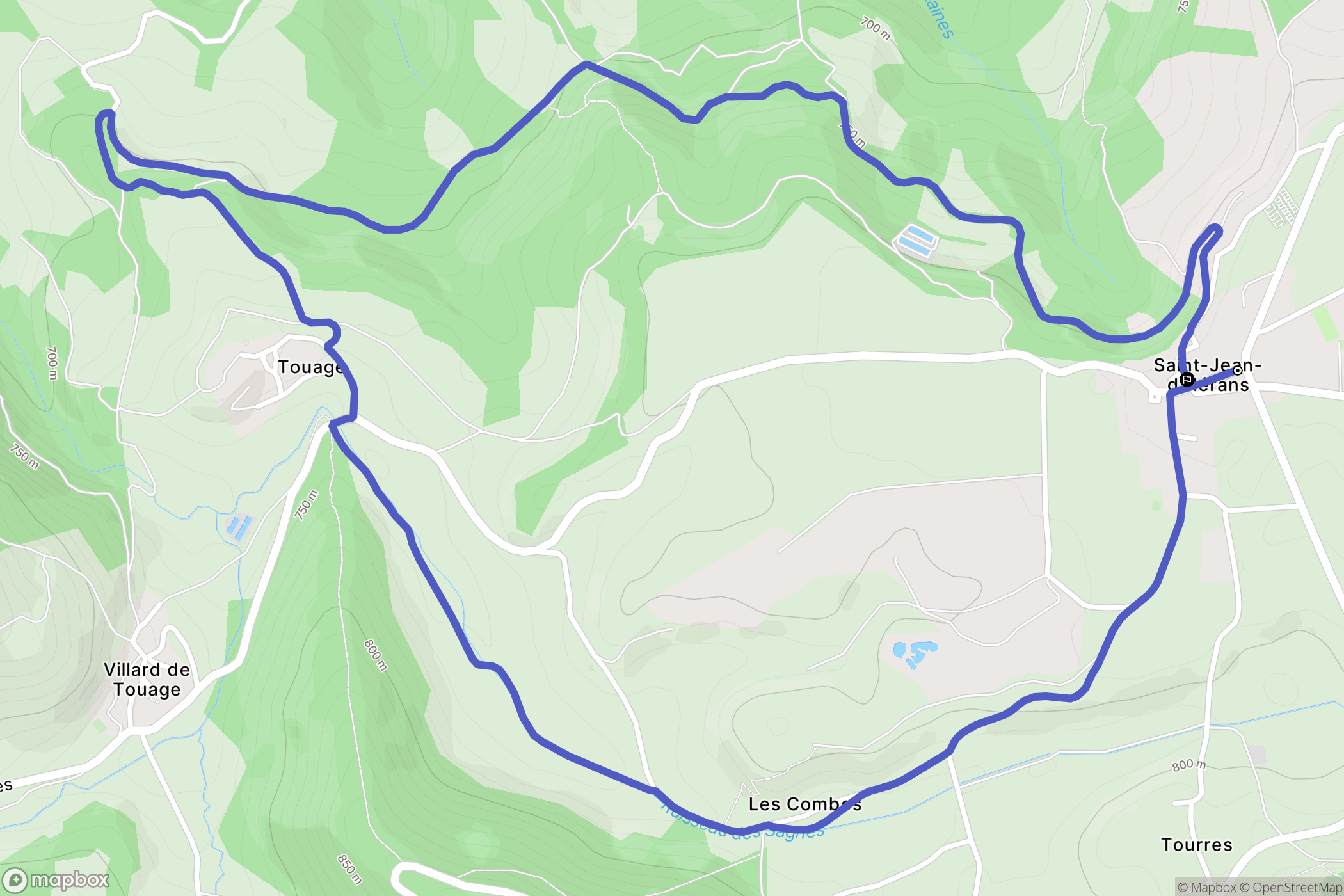 Saint-Jean-d'Hérans : carte du parcours de randonnée - France