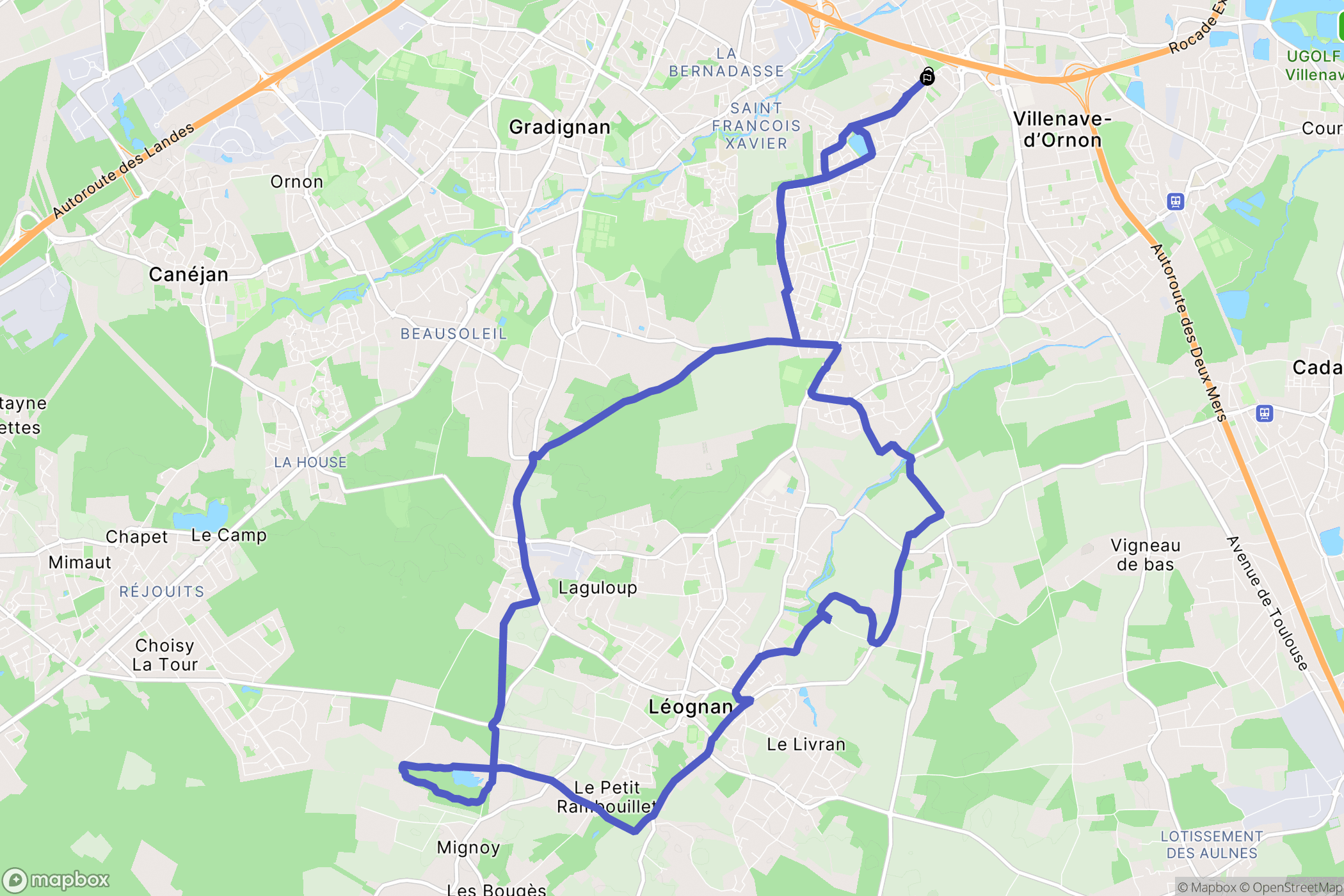Villenave-d'Ornon : carte du parcours de randonnée - France