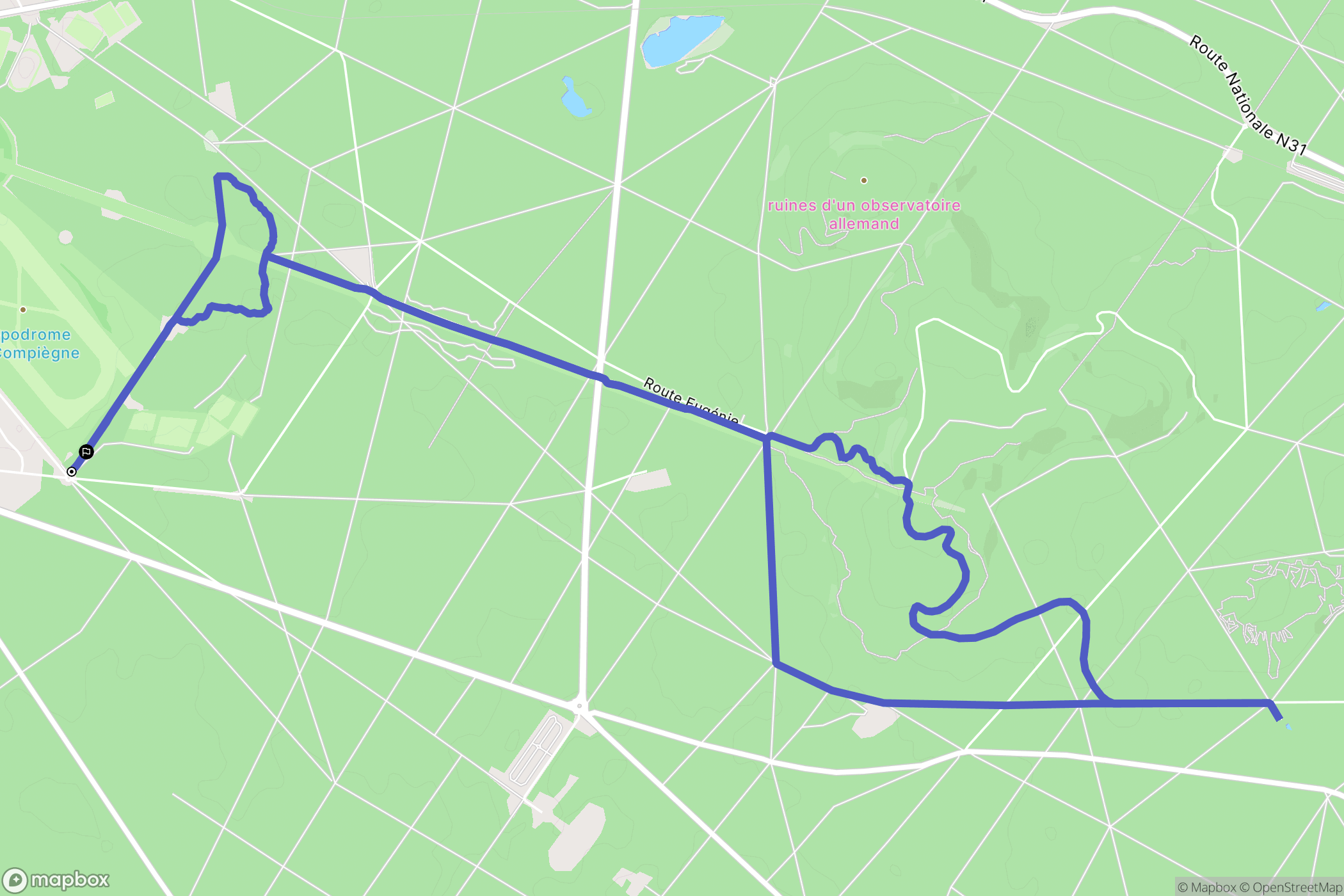 Compiègne : carte du parcours de randonnée - France
