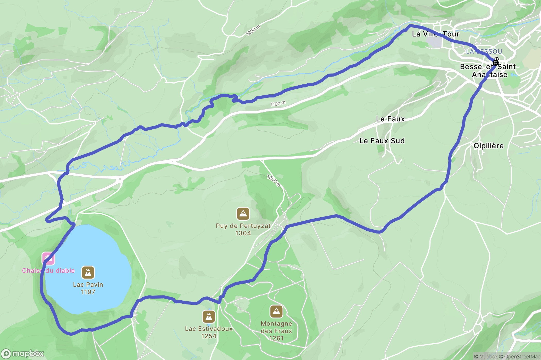 Besse-et-Saint-Anastaise : carte du parcours de randonnée - France