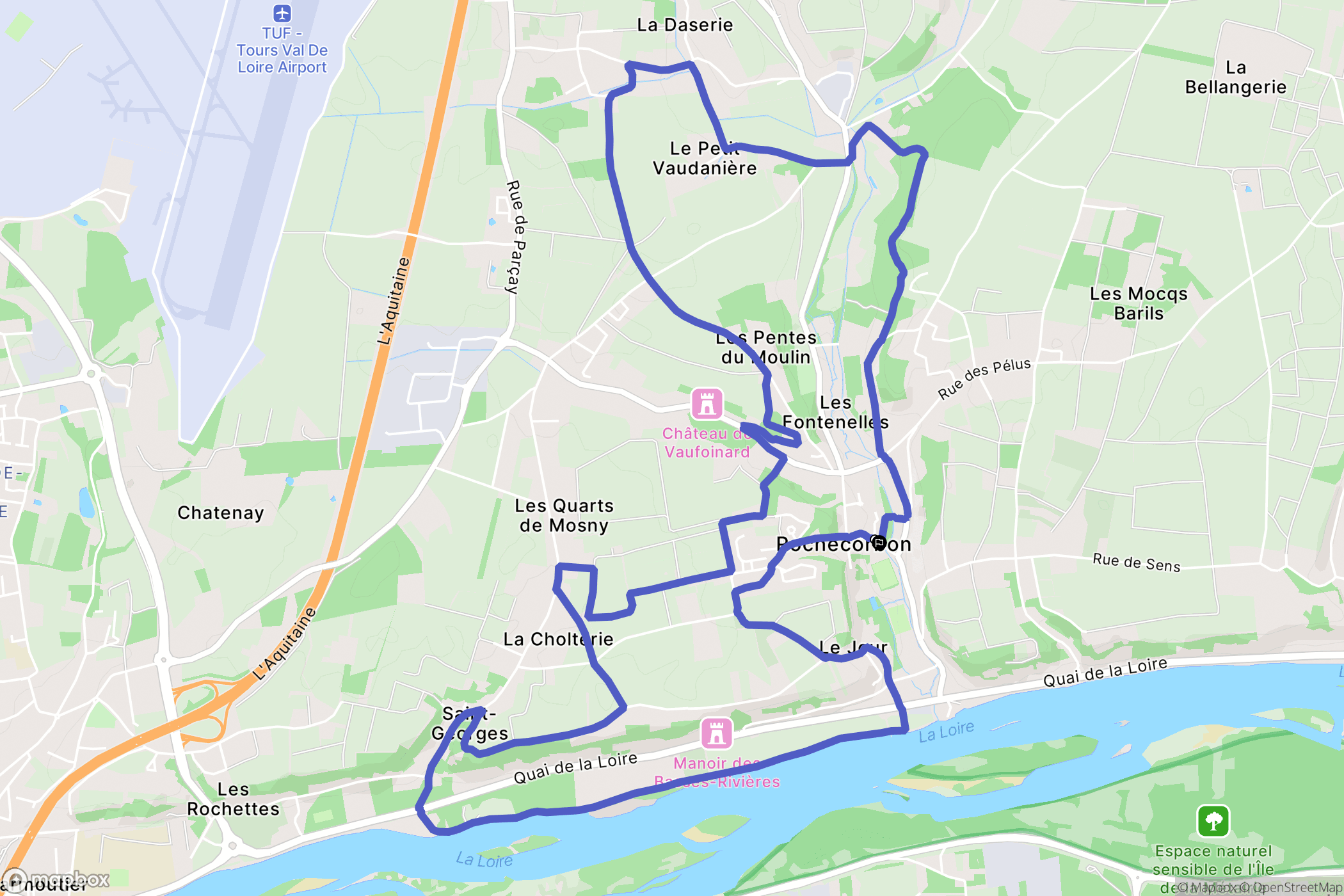 Rochecorbon : carte du parcours de randonnée - France