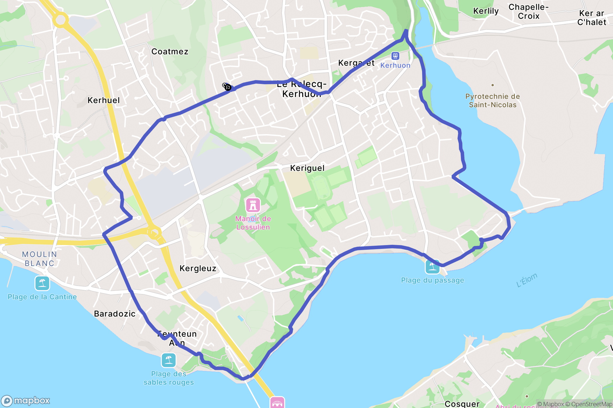 Le Relecq Kerhuon : carte du parcours de randonnée - France
