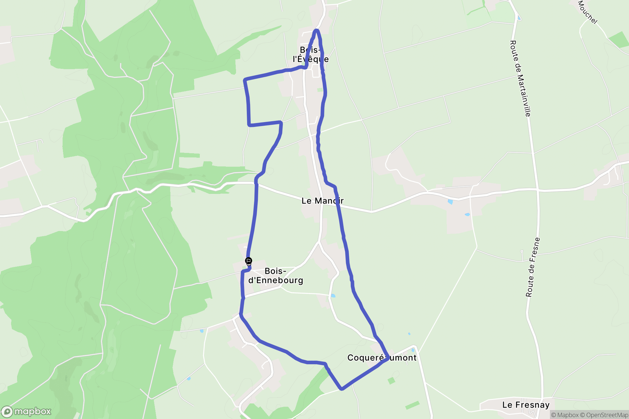 Bois-d'Ennebourg : carte du parcours de randonnée - France