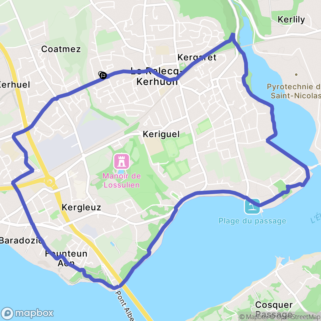 Le Relecq Kerhuon : carte du parcours de randonnée - France