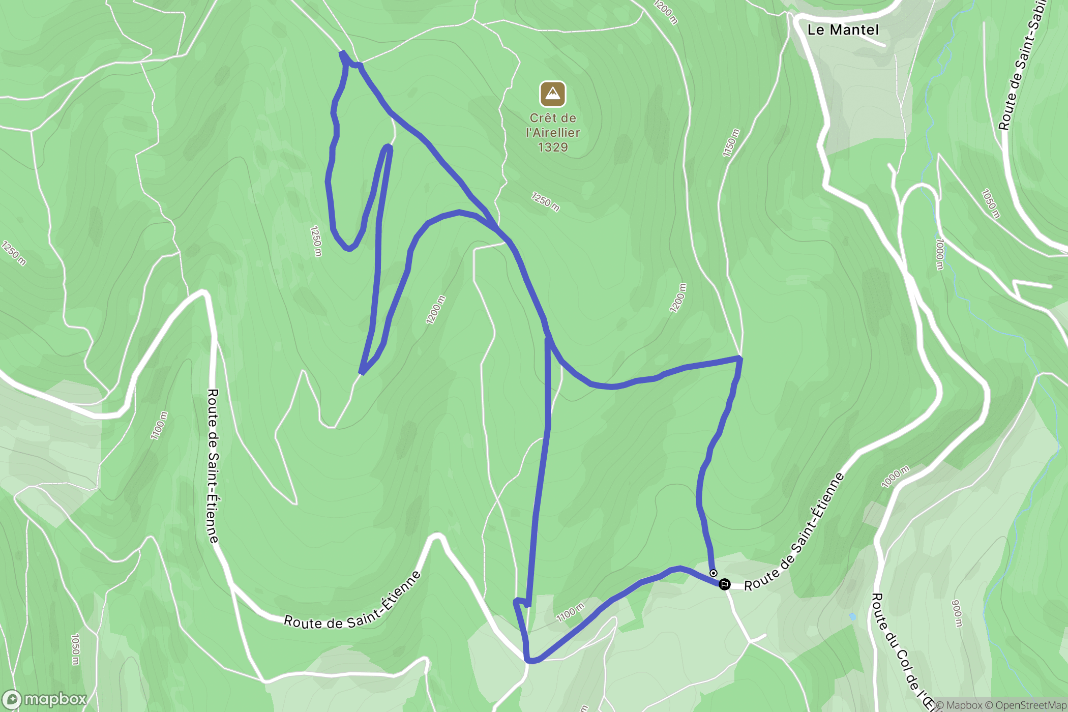 Colombier : carte du parcours de randonnée - France
