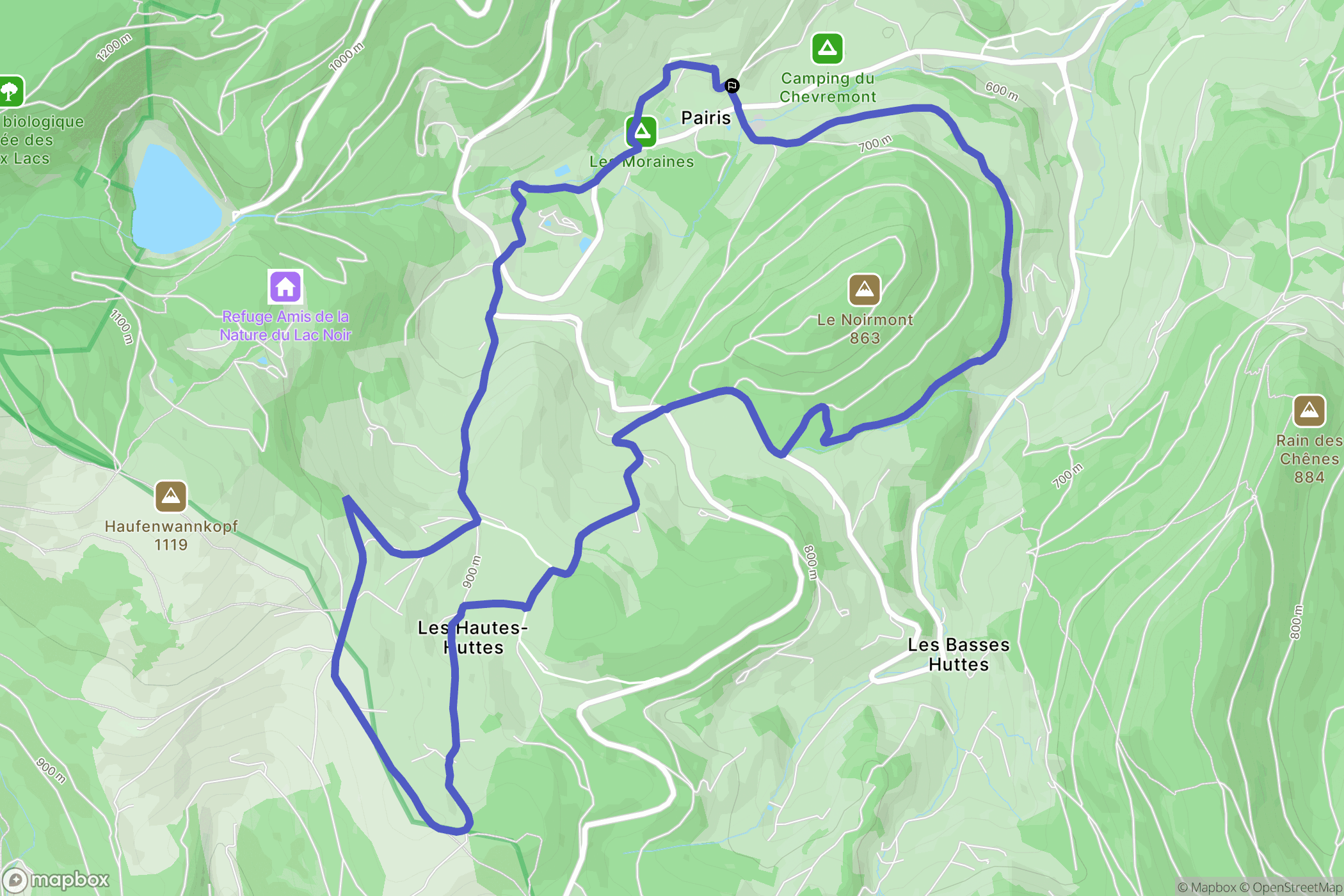 Orbey : carte du parcours de randonnée - France