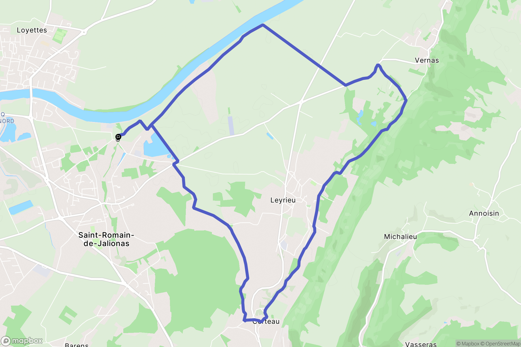 Loyettes : carte du parcours de randonnée - France