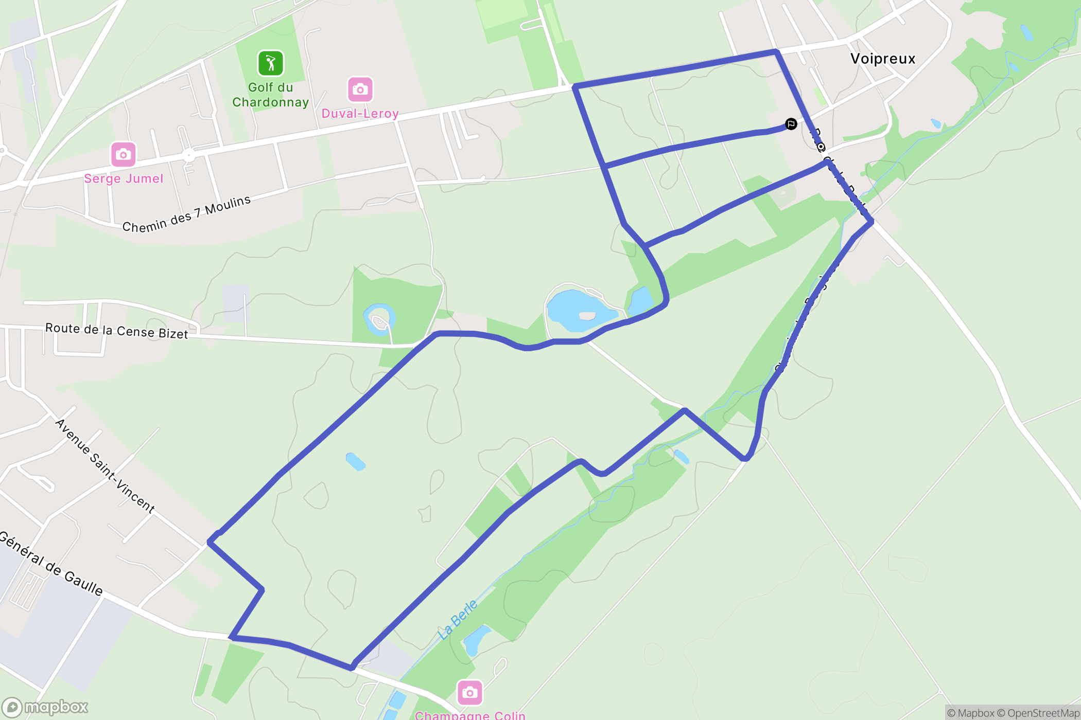 Blancs-Coteaux : carte du parcours de randonnée - France