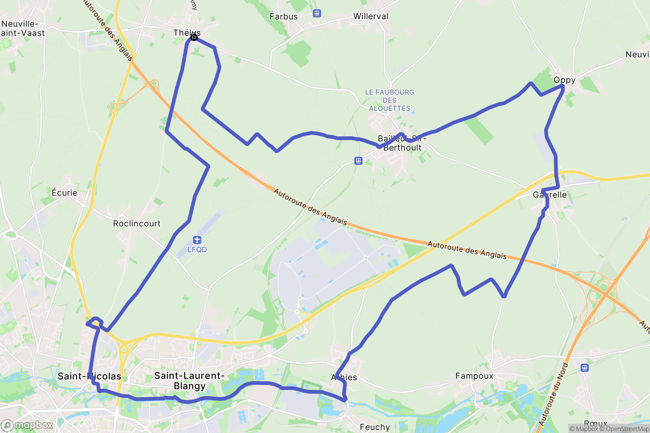Thélus : carte du parcours de randonnée - France