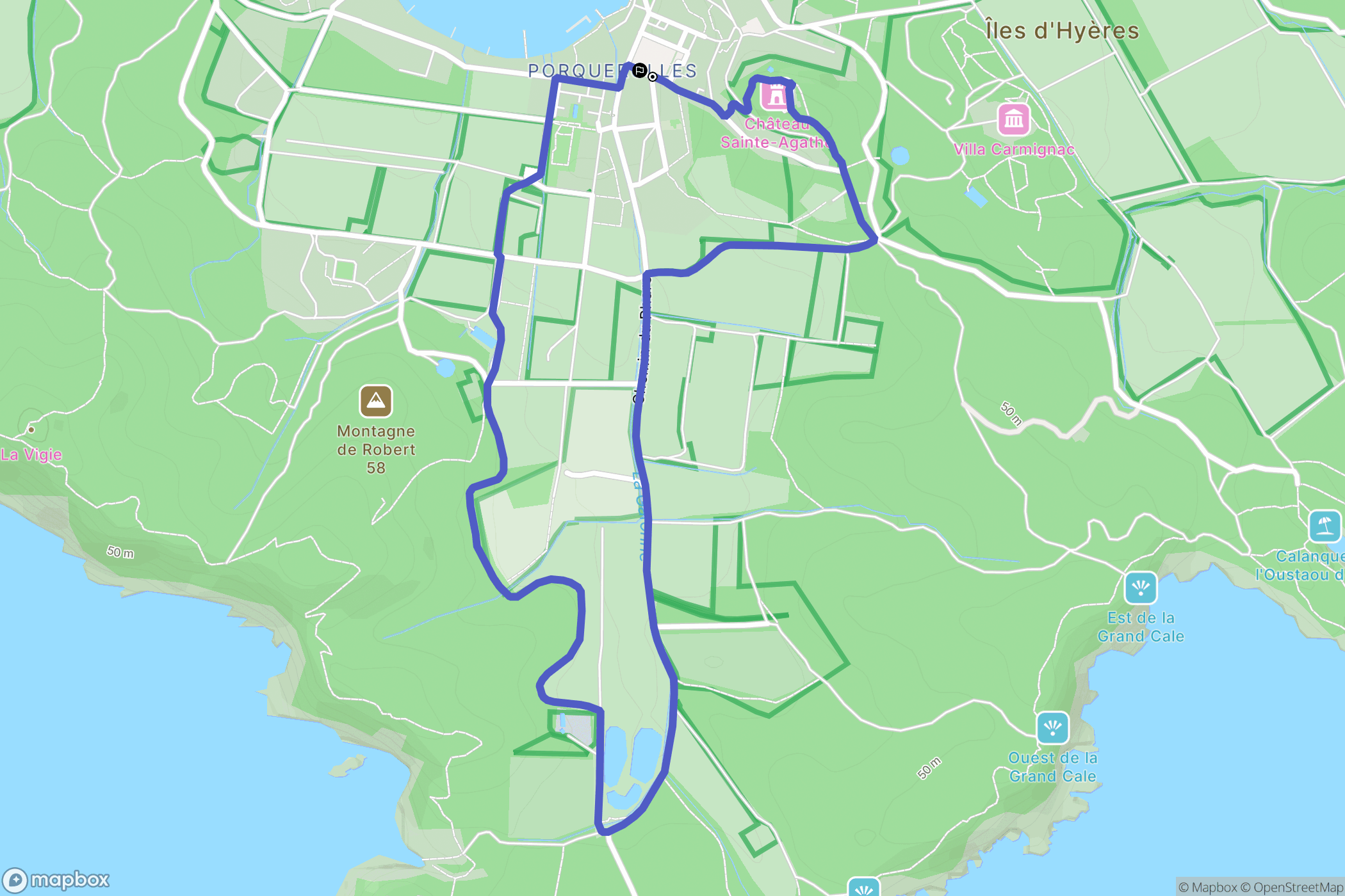 Hyères : carte du parcours de randonnée - France