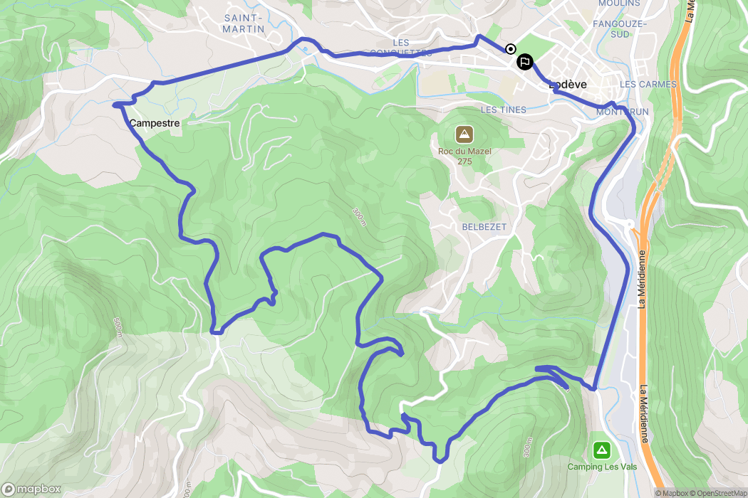 Lodève : carte du parcours de randonnée - France