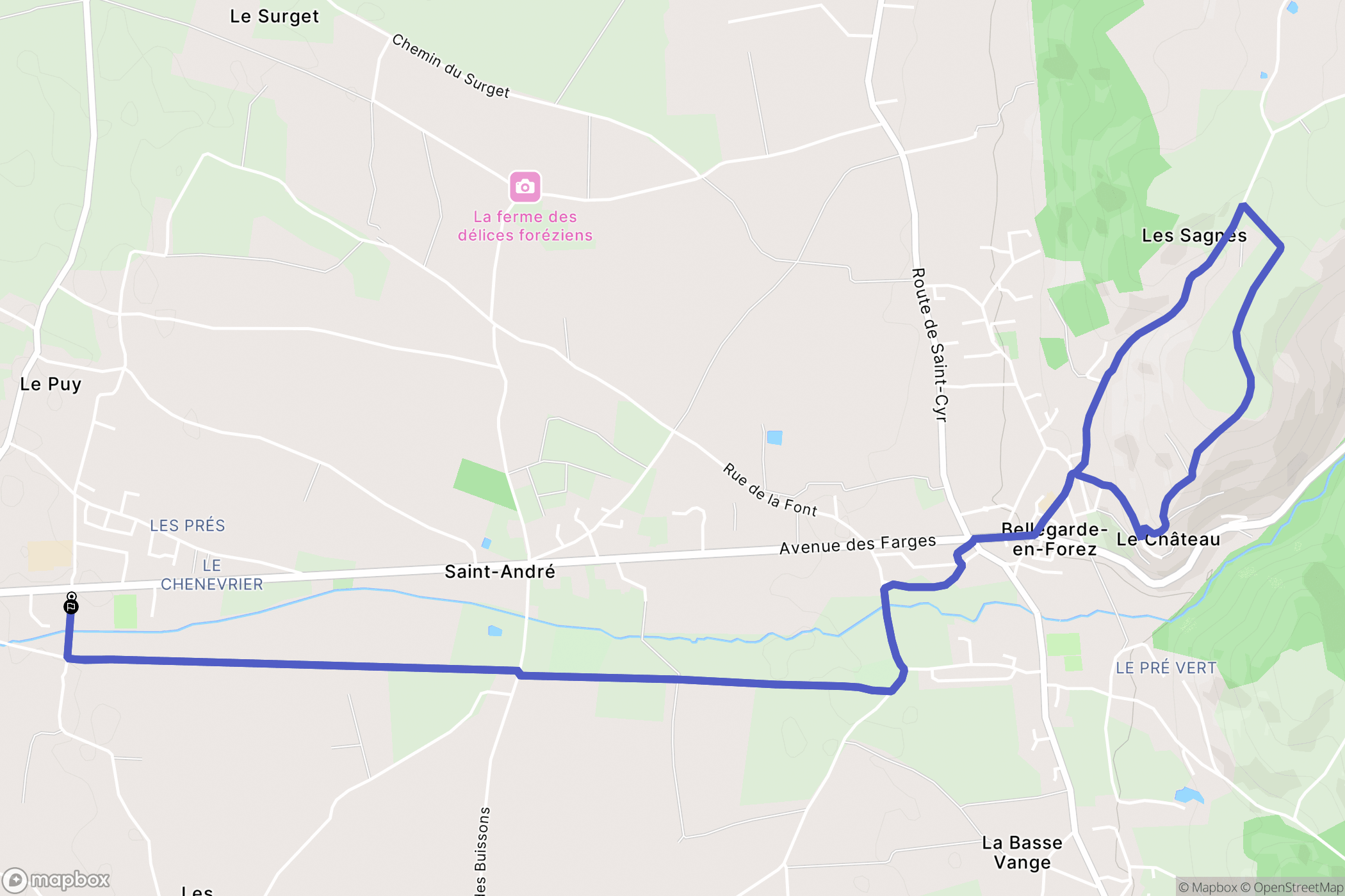 Saint-André-le-Puy : carte du parcours de randonnée - France