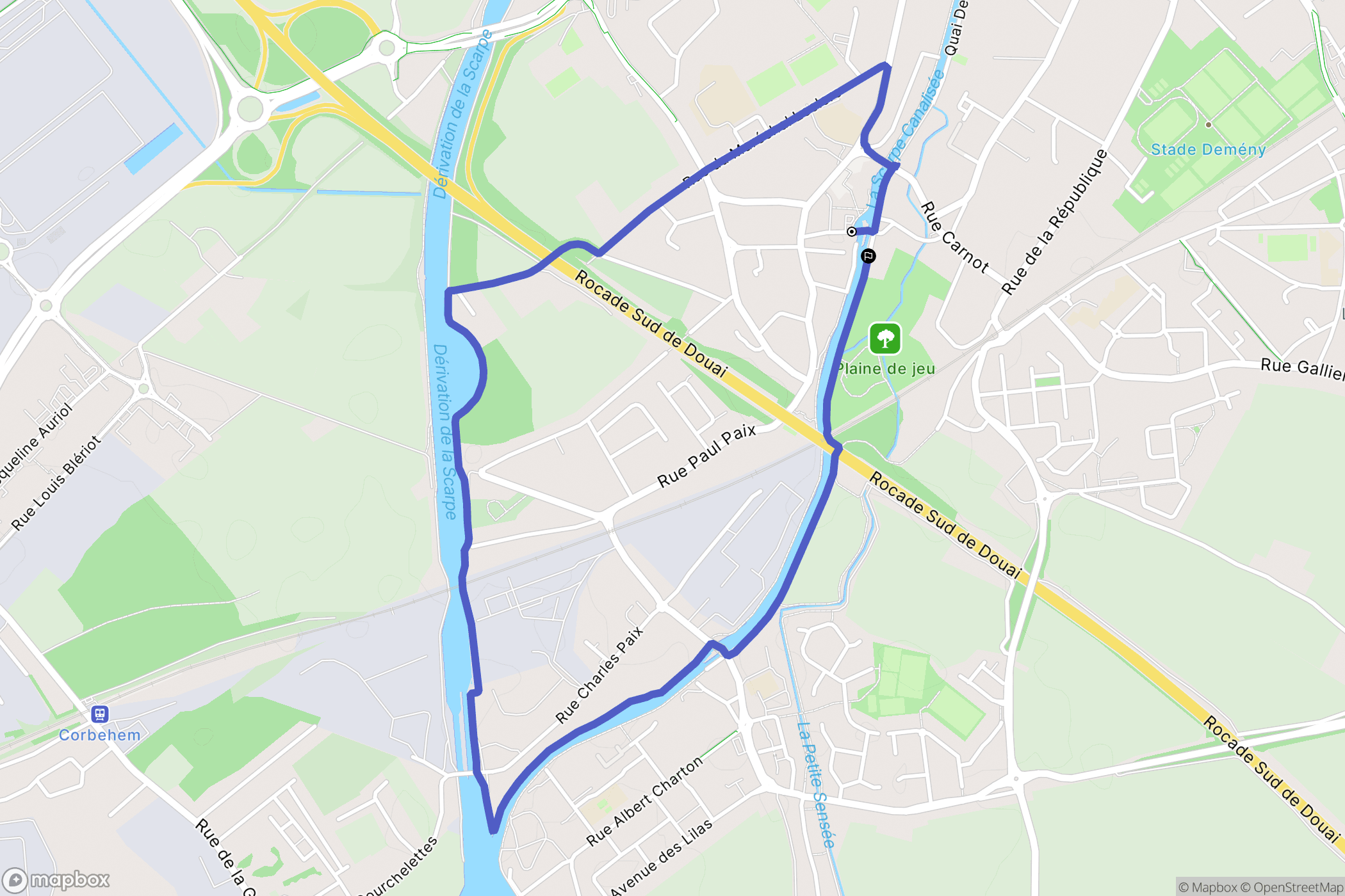 Lambres-Lez-Douai : carte du parcours de randonnée - France