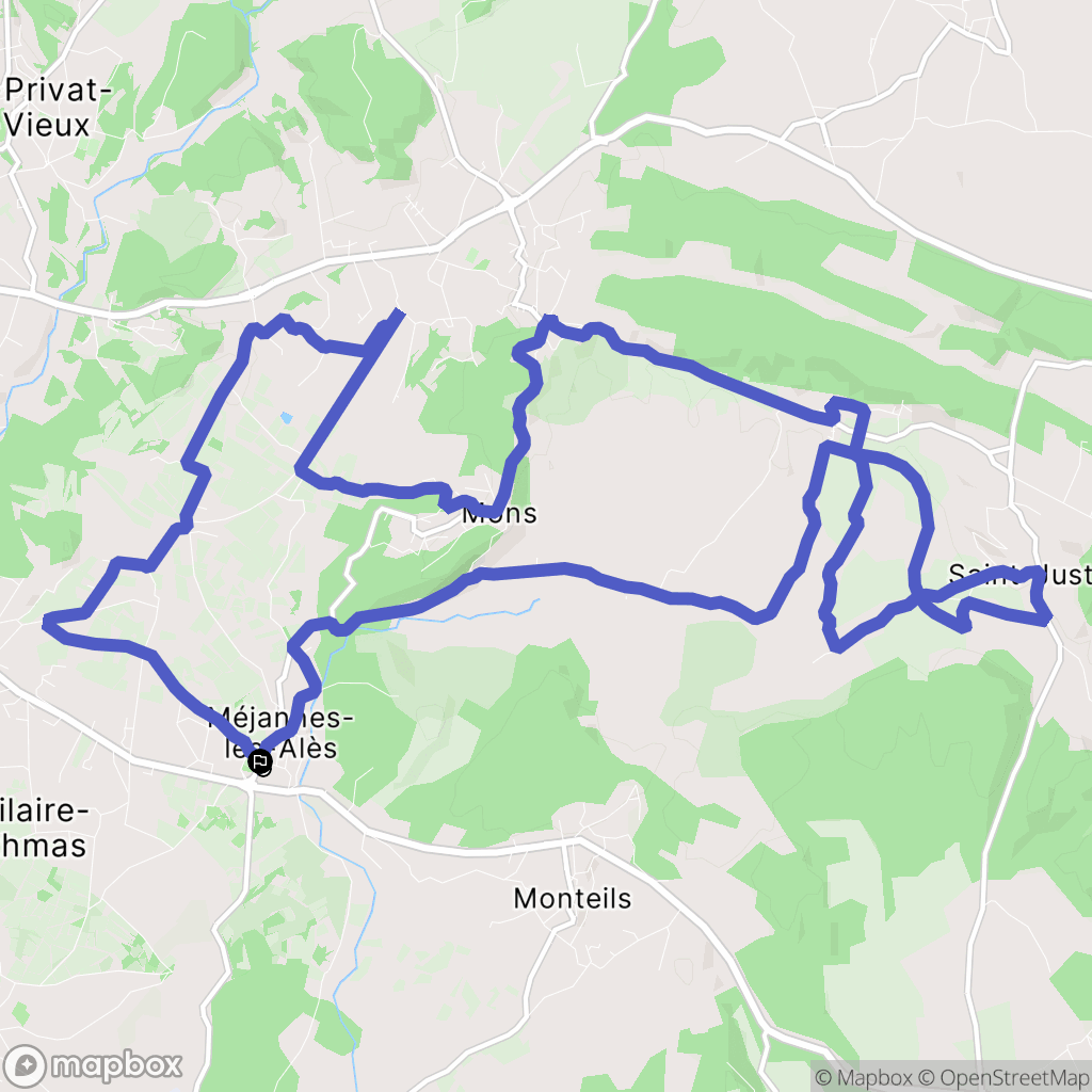 Méjannes-lès-Alès : carte du parcours de randonnée - France