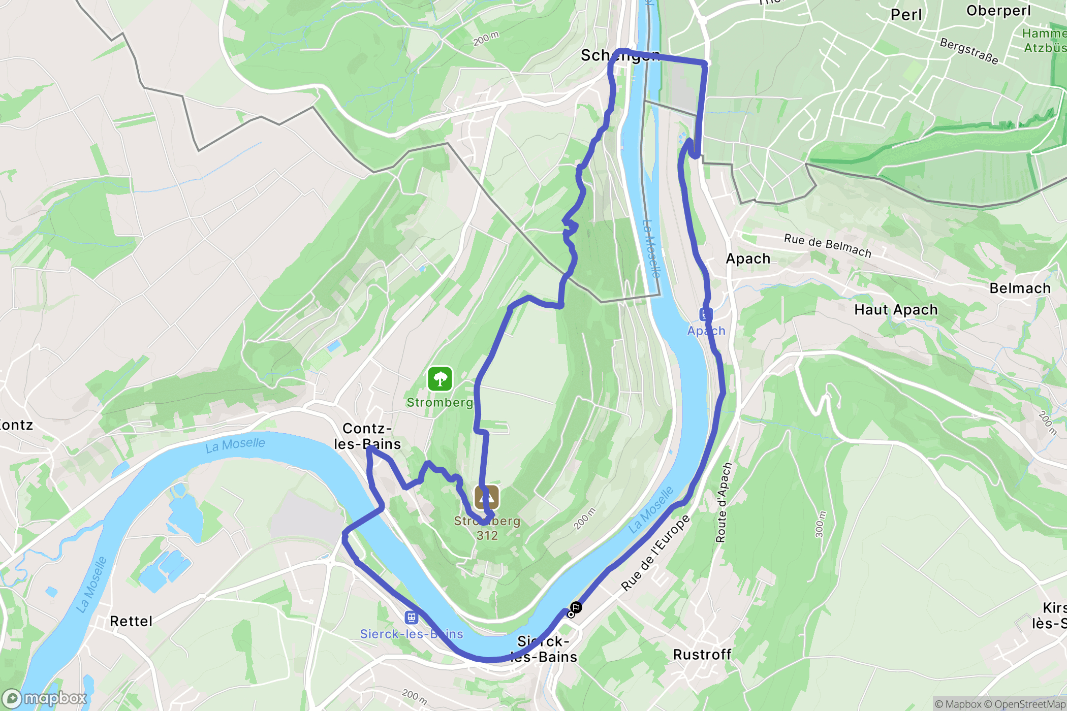 Sierck-les-Bains : carte du parcours de randonnée - France