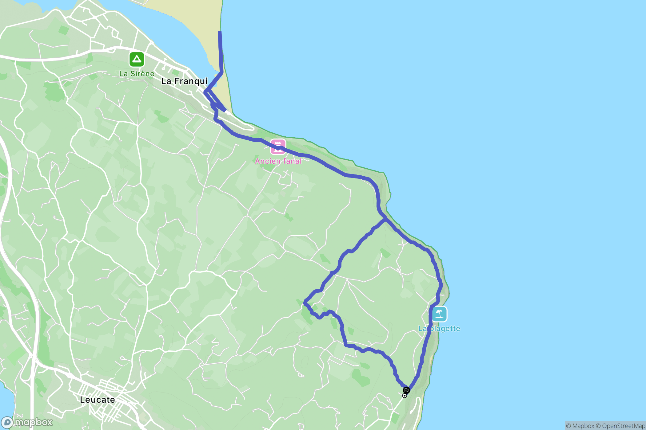 Leucate : carte du parcours de randonnée - France