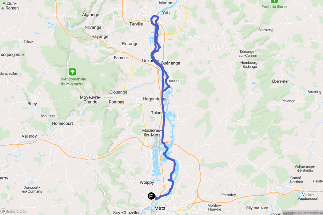 Metz : carte du parcours de randonnée - France