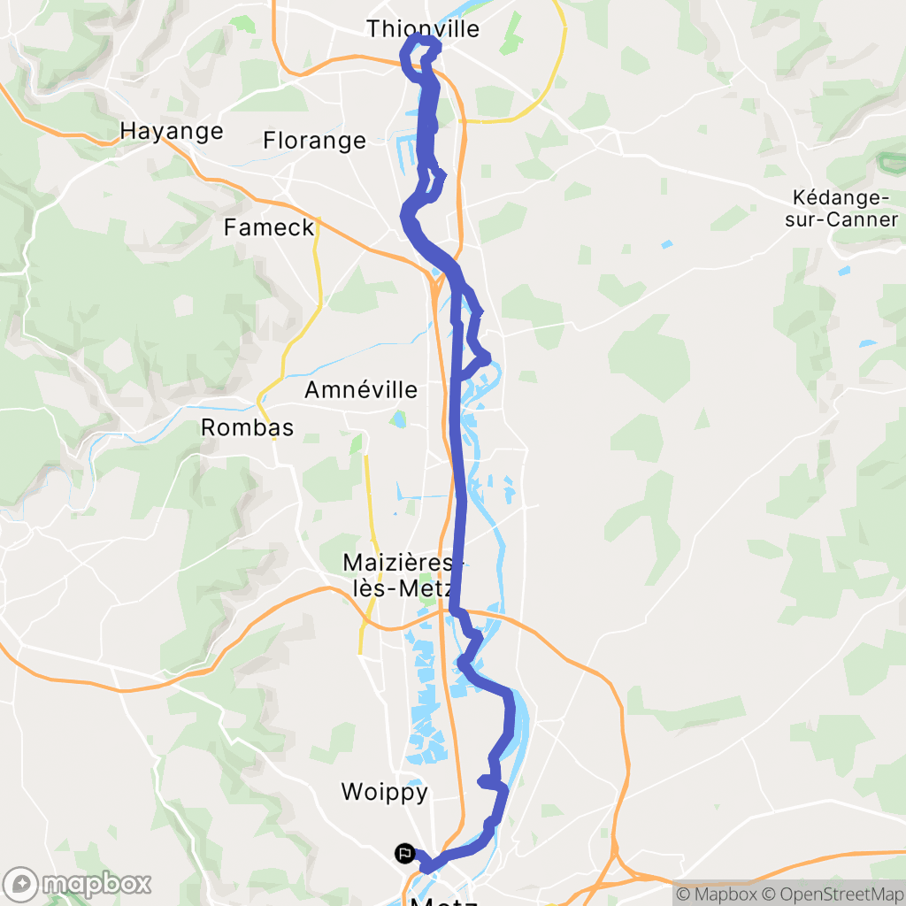 Metz : carte du parcours de randonnée - France
