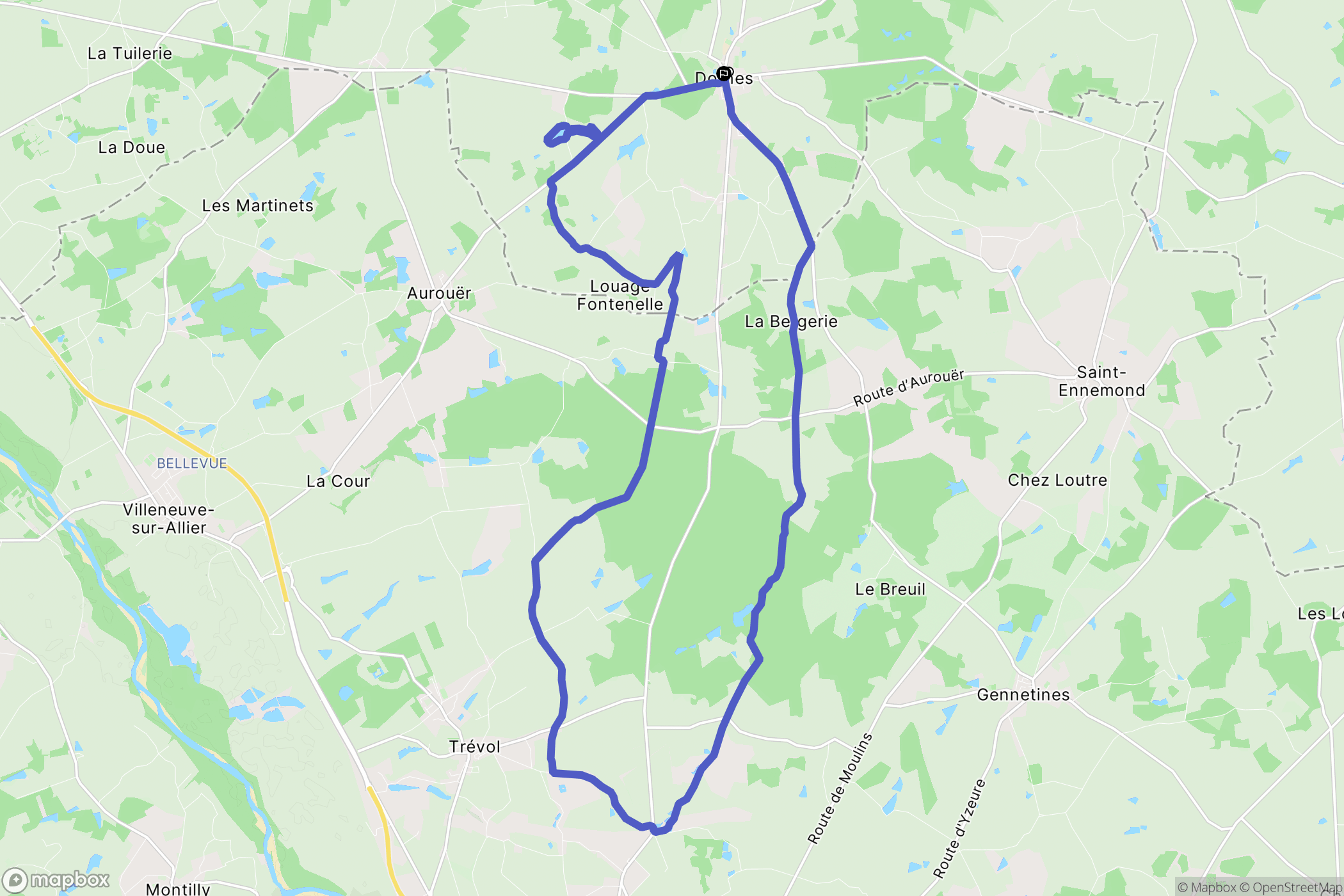 Dornes : carte du parcours de randonnée - France