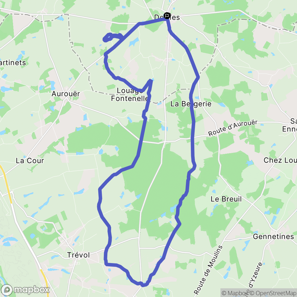 Dornes : carte du parcours de randonnée - France