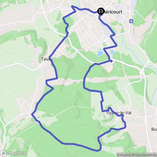 Héricourt : carte du parcours de randonnée - France